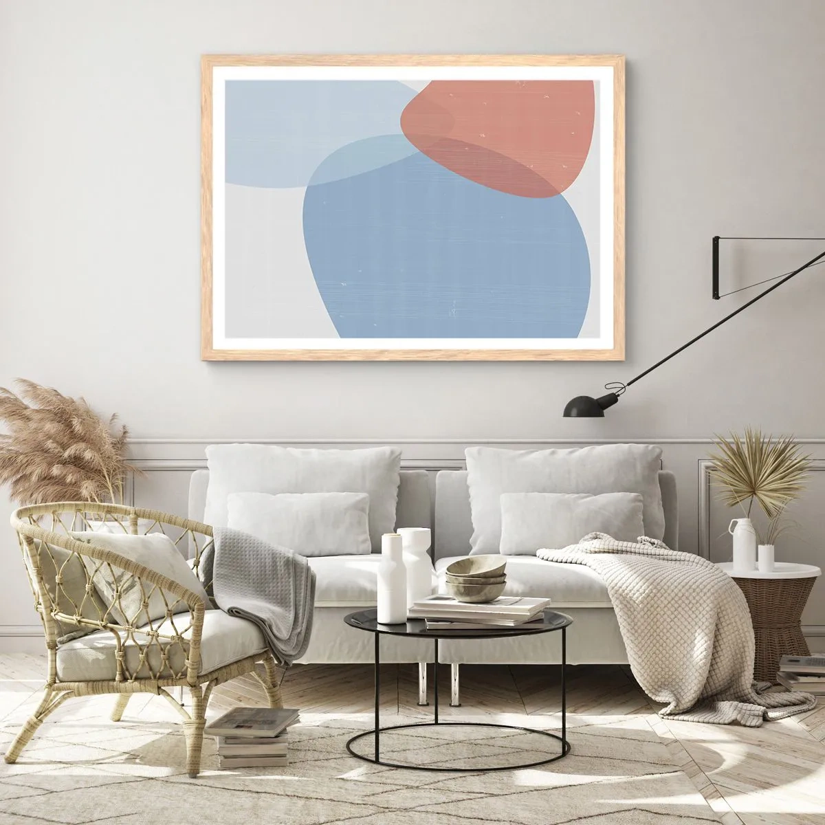 Plakat w ramie jasny dąb - Pastelowe związki - 70x50 cm