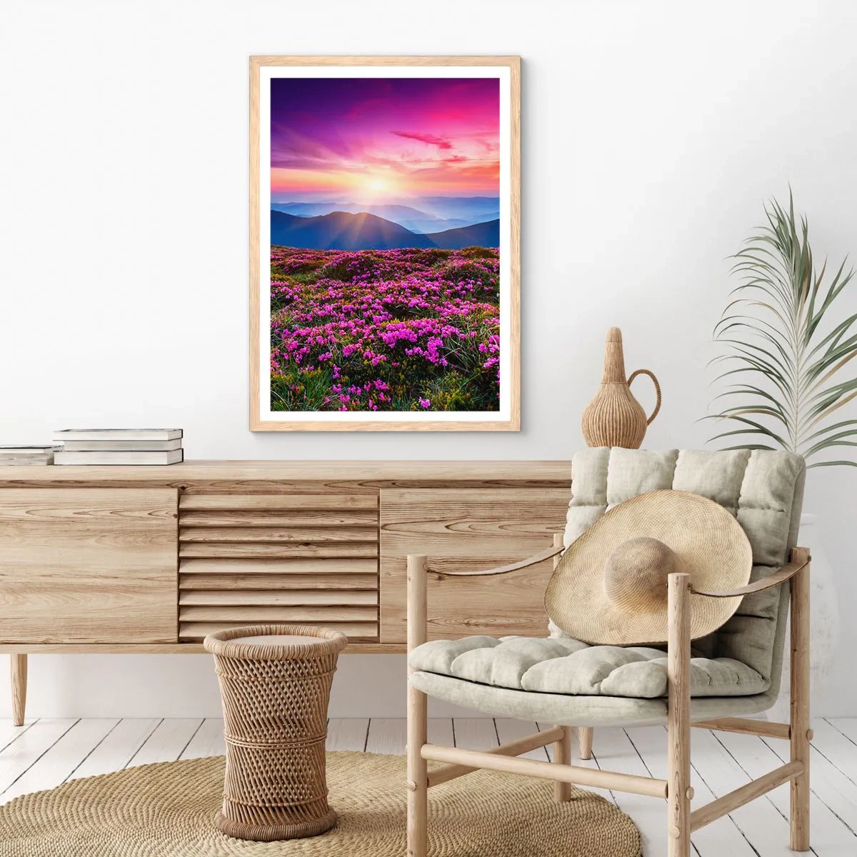 Plakat w ramie jasny dąb - Ziół zapachniały świeże pęki od niw - 40x50 cm