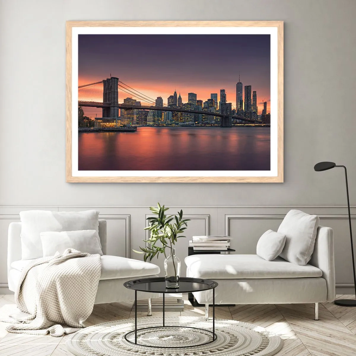 Plakat w ramie jasny dąb - Zatopione w  liliowej ciszy - 40x30 cm