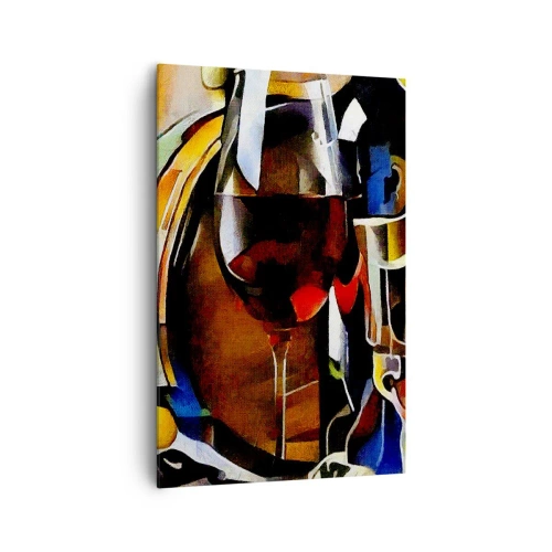 Obraz na płótnie - Abstrakcyjna martwa natura z kieliszkami i instrumentami - 80x120cm - I świat nabiera barw - Nowoczesna dekoracja ścienna do salonu i sypialni ARTTOR