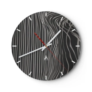 Zegar ścienny - Abstrakcyjne linie na ciemnym tle - 30x30cm - Rytm i akcent - Nowoczesna dekoracja ścienna do salonu, kuchni i sypialni ARTTOR