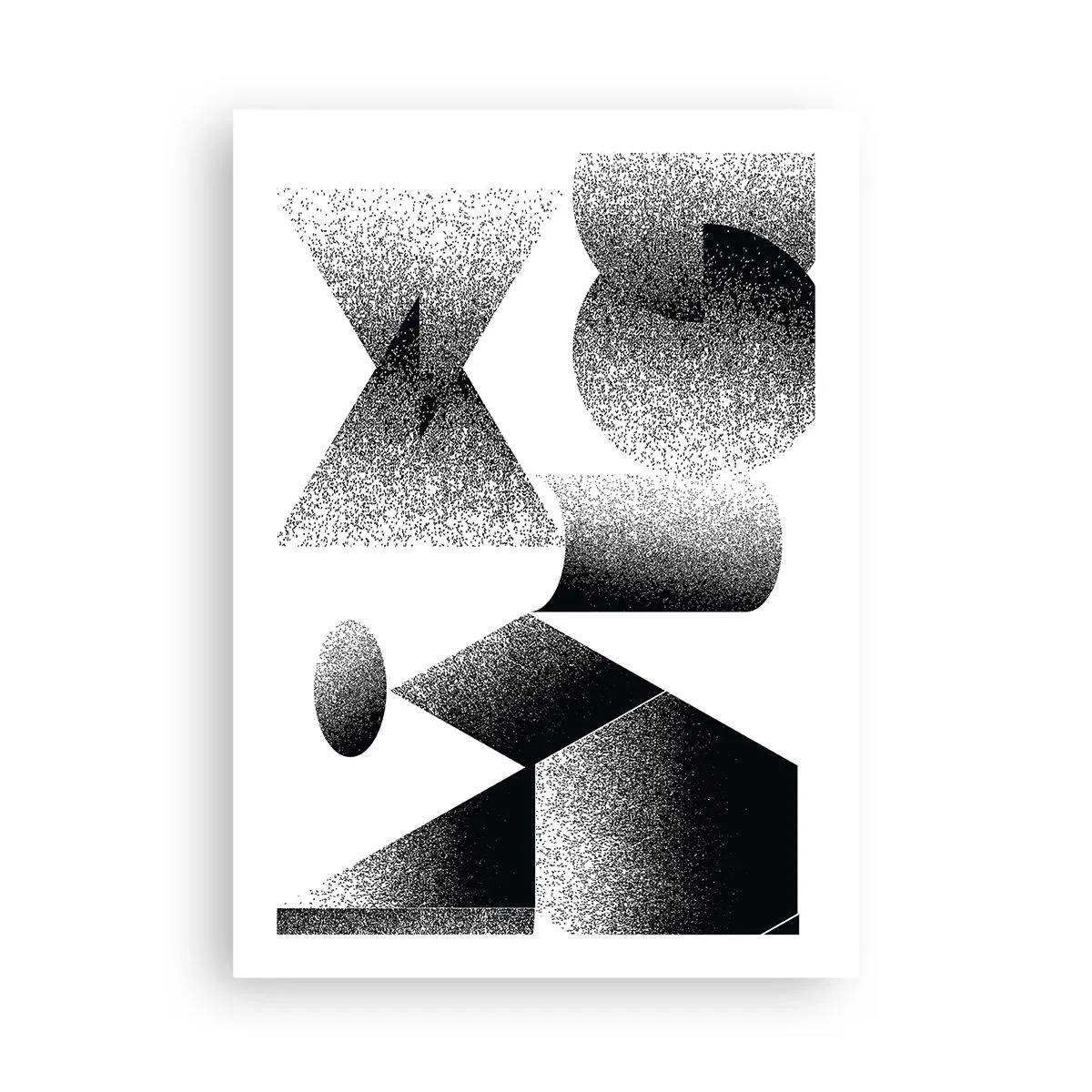 Plakat - Abstrakcyjna kompozycja geometrycznych kształtów w czerni i bieli - 50x70cm - Kąty i owale - Nowoczesna dekoracja ścienna do salonu, kuchni i sypialni ARTTOR