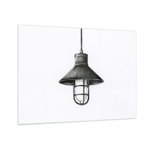 Obraz na szkle - Czarna lampa wisząca w stylu industrialnym - 70x50cm - Jak przed laty… - Nowoczesna dekoracja ścienna do salonu i sypialni ARTTOR