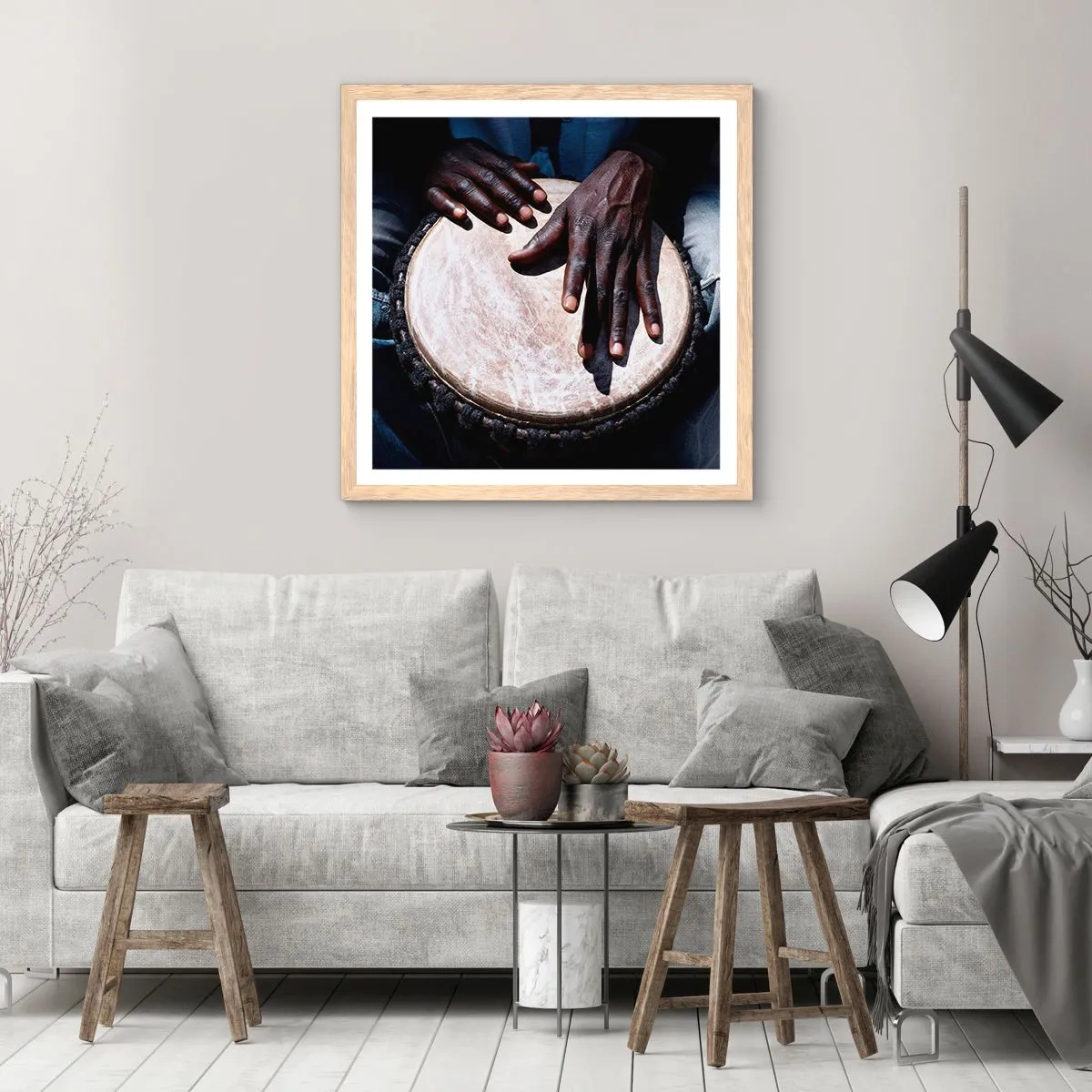 Plakat w ramie jasny dąb - Żyj w swoim rytmie - 40x40 cm