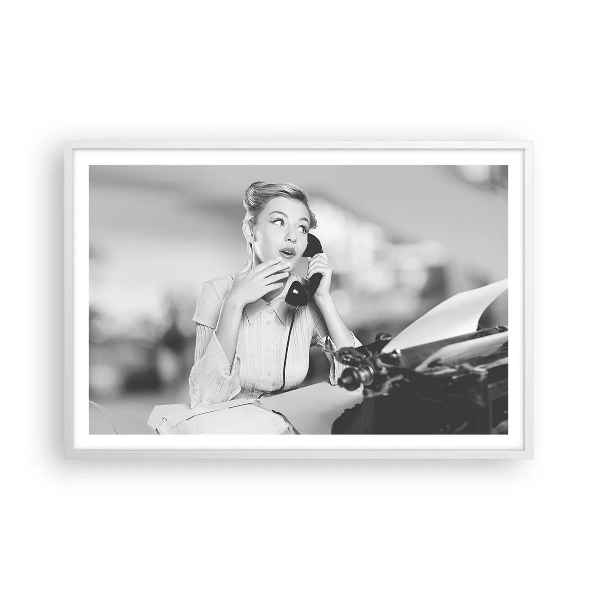 Plakat w białej ramie - Halo, tu lata 50. - 91x61 cm