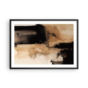 Plakat w czarnej ramie - Abstrakcyjna kompozycja w odcieniach brązu i czerni - 70x50cm - Abstrakcja intrygująca - Nowoczesna dekoracja ścienna do salonu i sypialni ARTTOR