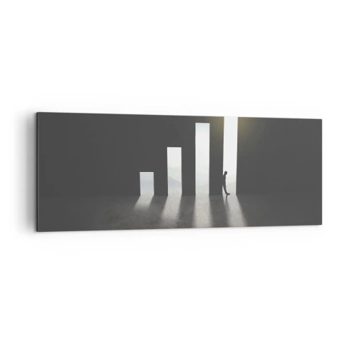 Obraz na płótnie - Symboliczny wzrost w postaci przejść oświetlonych światłem - 140x50cm - Sukces – impresja - Nowoczesna dekoracja ścienna do salonu i sypialni ARTTOR