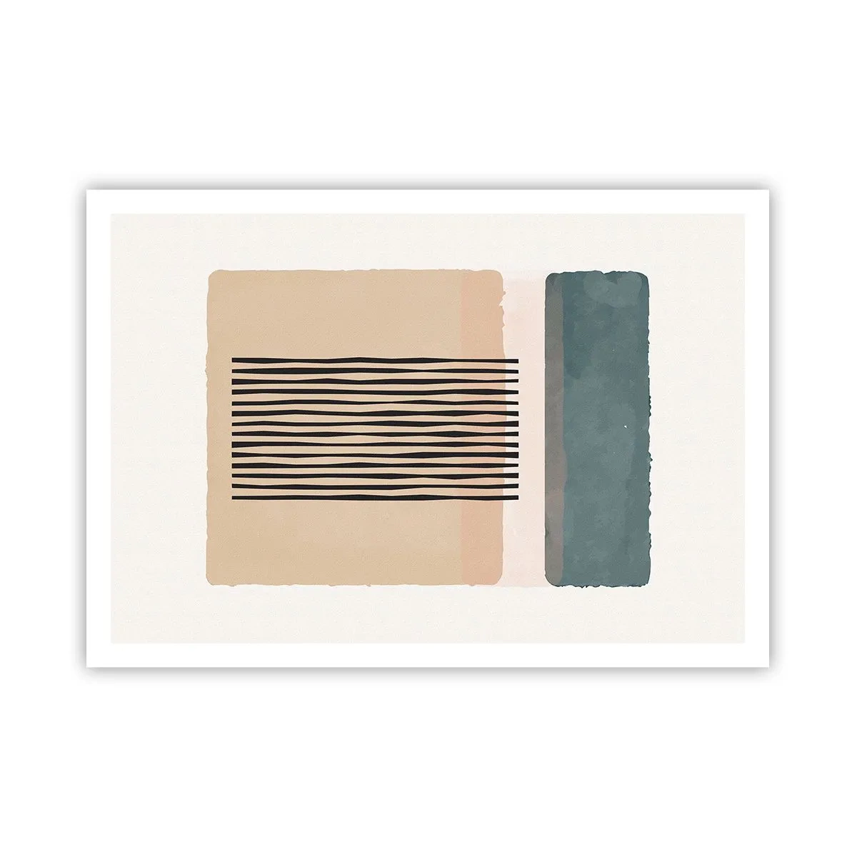 Plakat - Minimalistyczne formy geometryczne w beżowych i zielonych odcieniach - 100x70cm - Wszystko w porządku - Nowoczesna dekoracja ścienna do salonu i sypialni ARTTOR