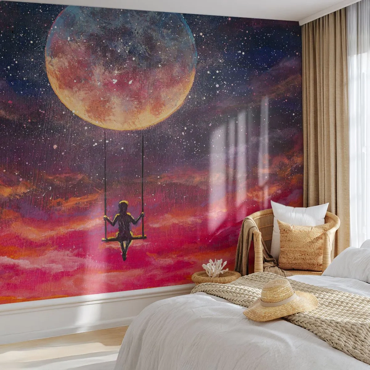 Fototapeta Samoprzylepna Deluxe Sticker - Bujać w obłokach - Abstrakcja, Fantasy, Księżyc - 500x350 cm