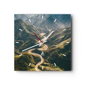 Zegar ścienny - Górski krajobraz z wijącą się drogą wśród zielonych wzgórz - 30x30cm - Prosto z serca gór - Nowoczesna dekoracja ścienna do salonu i sypialni ARTTOR