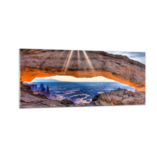 Obraz na szkle - Przez skalną bramę - 100x40 cm