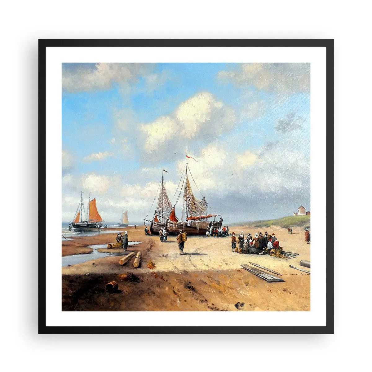 Plakat w czarnej ramie - Po udanym połowie - 60x60 cm