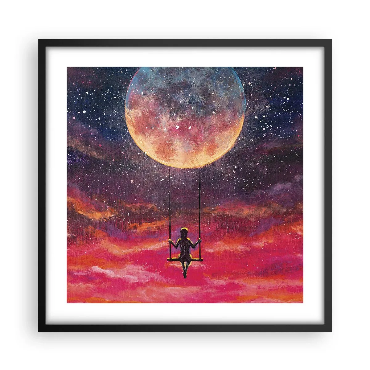 Plakat w czarnej ramie - Bujać w obłokach - 50x50 cm