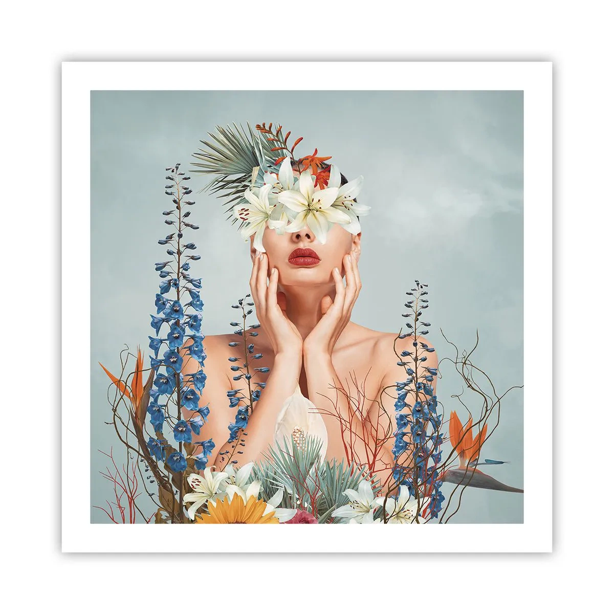 Plakat - Kobieta – kwiat - 60x60 cm