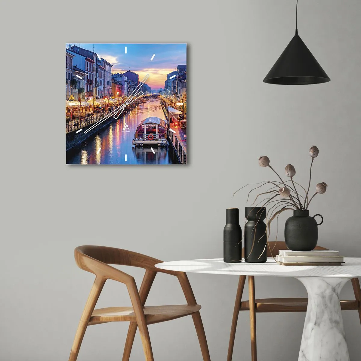 Zegar ścienny - Wieczór światła i zabawy - 40x40 cm