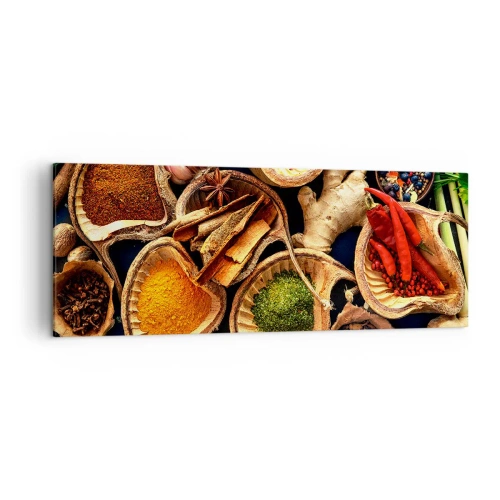 Obraz na płótnie - Miseczki z przyprawami w różnych kolorach - 140x50cm - Bierz, co chcesz - Nowoczesna dekoracja ścienna do salonu i sypialni ARTTOR
