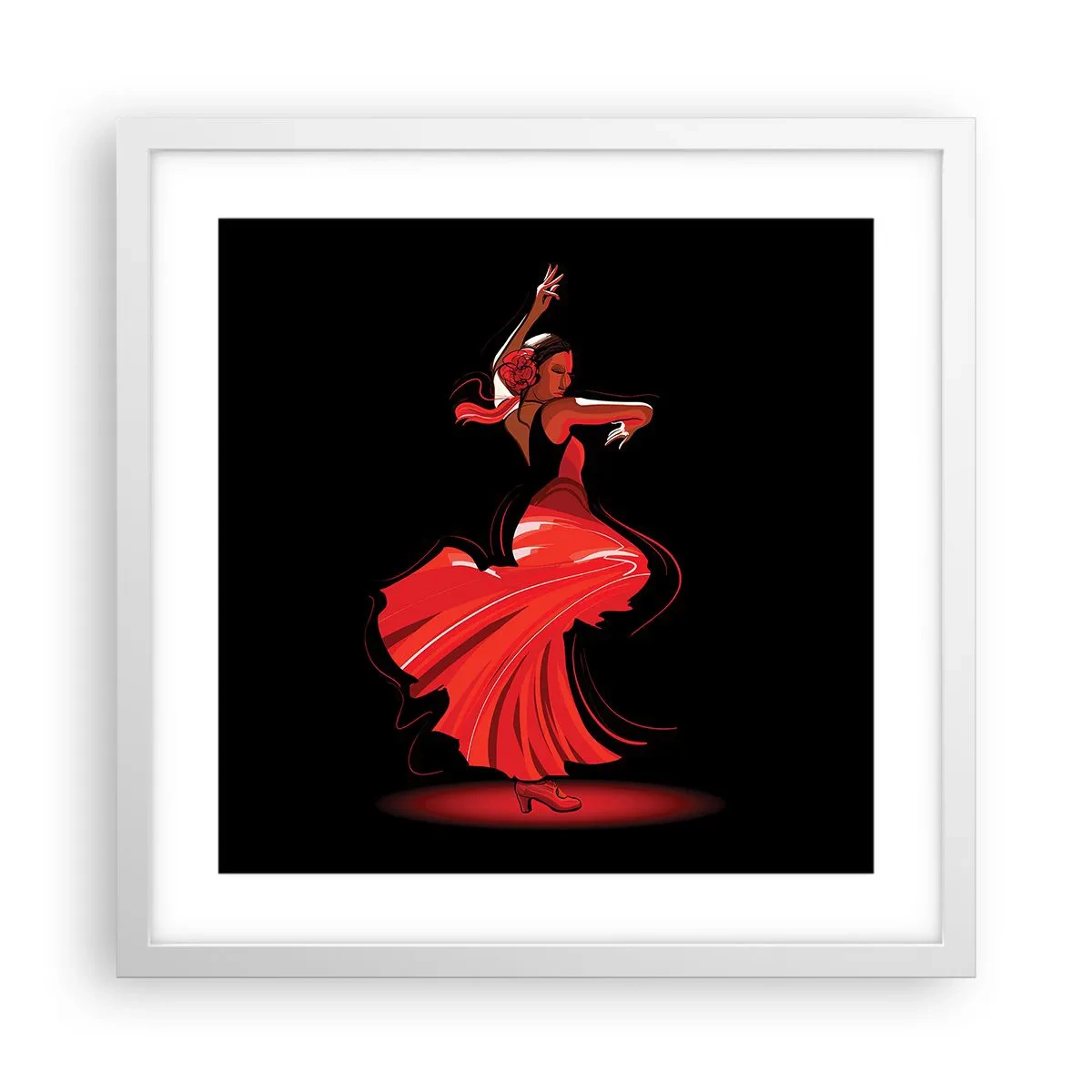 Plakat w białej ramie - Ognisty duch flamenco - 40x40 cm