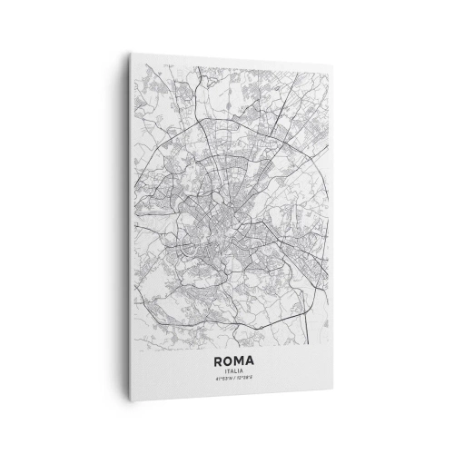 Obraz na płótnie - Miejska mapa w stylu minimalistycznym z delikatnymi liniami - 80x120cm - Rzymski krąg - Nowoczesna dekoracja ścienna do salonu i sypialni ARTTOR