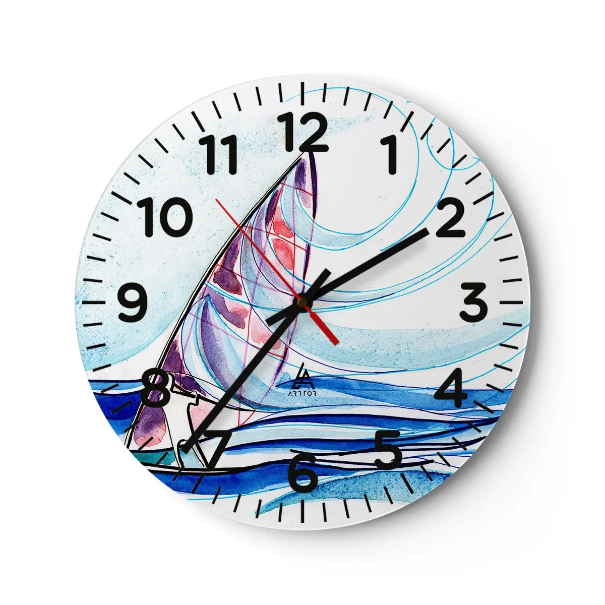 Zegar ścienny - Z wiatrem w rytmie fal - 40x40 cm
