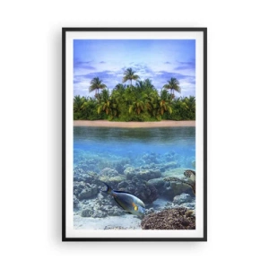 Plakat w czarnej ramie - Niebiańska wyspa zaprasza - 61x91 cm