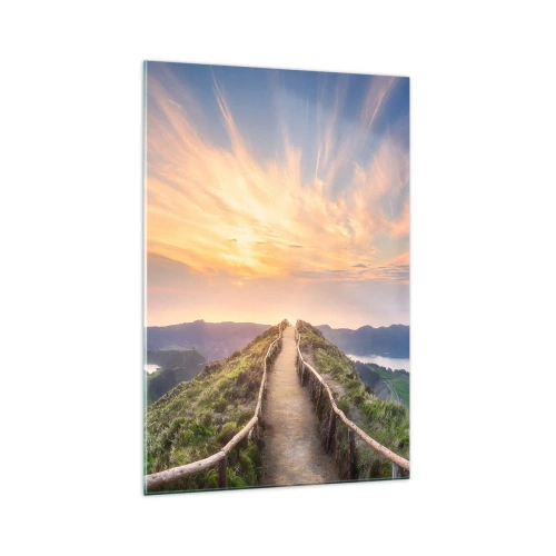 Obraz na szkle - Malownicza ścieżka na wzgórzu z widokiem na zachód słońca - 70x100cm - Blisko nieba - Nowoczesna dekoracja ścienna do salonu i sypialni ARTTOR