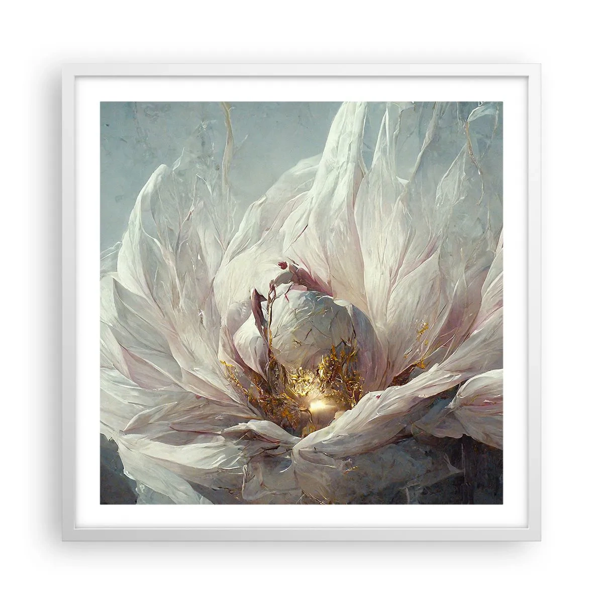 Plakat w białej ramie - Rozkwita raz na sto lat - 60x60 cm
