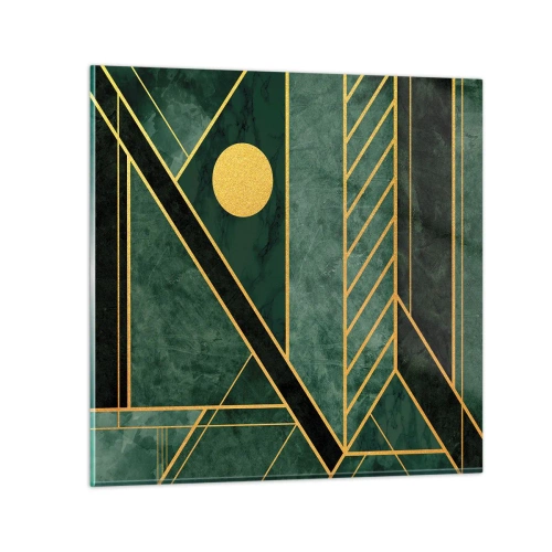 Obraz na szkle - Dynamika złota i lazuru - 70x70 cm