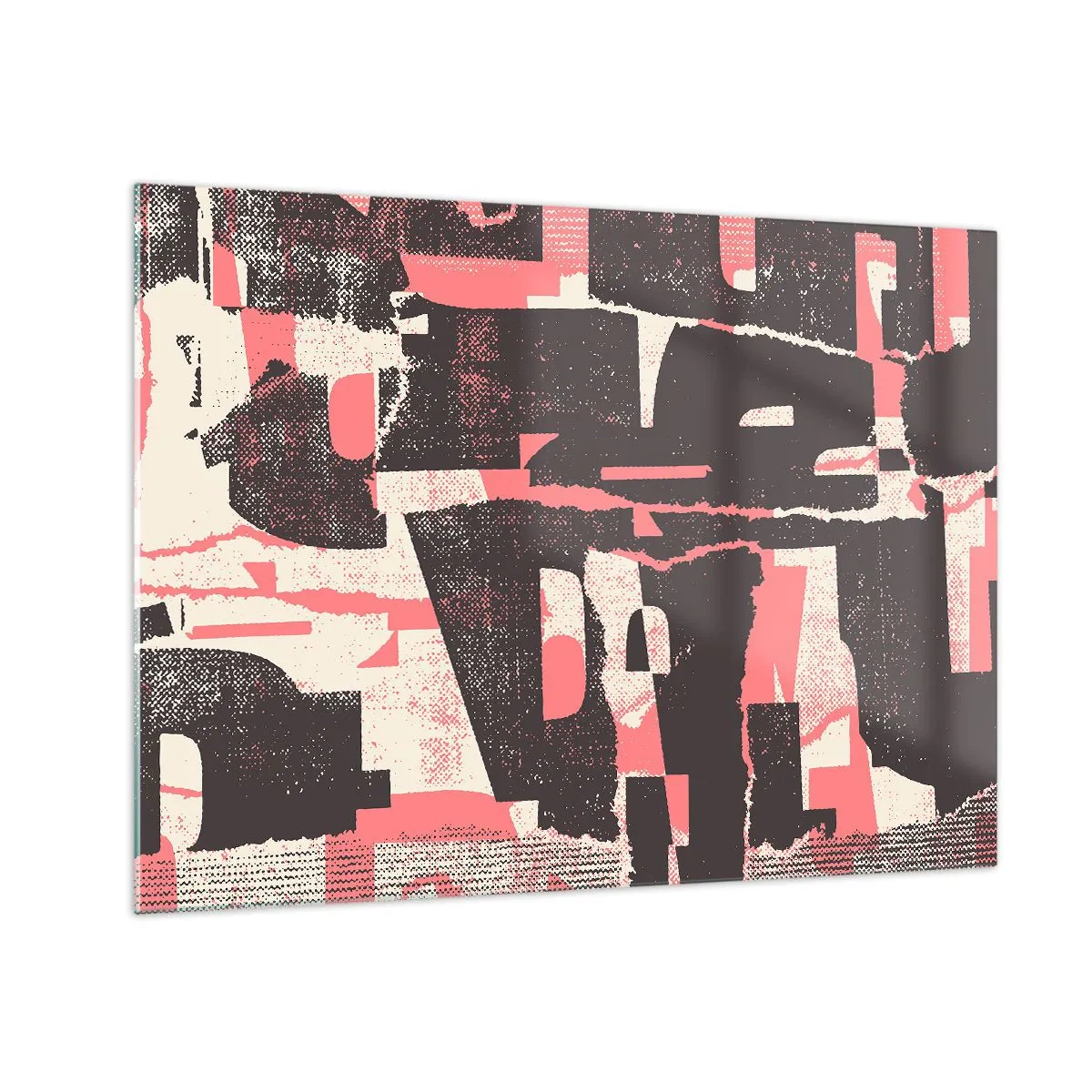 Obraz na szkle - Nowoczesna abstrakcja w czerni, czerwieni i beżu - 70x50cm - Cały ten zgiełk - Nowoczesna dekoracja ścienna do salonu i sypialni ARTTOR