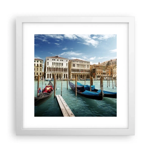 Plakat w białej ramie - Pałace w błękicie - 30x30 cm