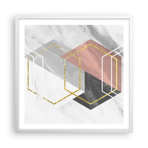 Plakat w białej ramie - Kompozycja łańcuchowa - 60x60 cm