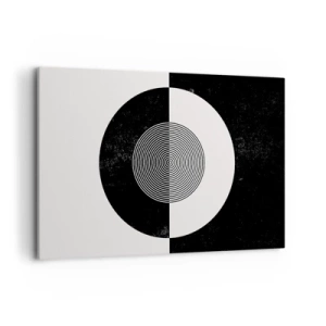 Obraz na płótnie - Graficzny wzór w kontrastujących czerni i bieli - 120x80cm - Harmonia w czerni i bieli - Nowoczesna dekoracja ścienna do salonu, kuchni i sypialni ARTTOR