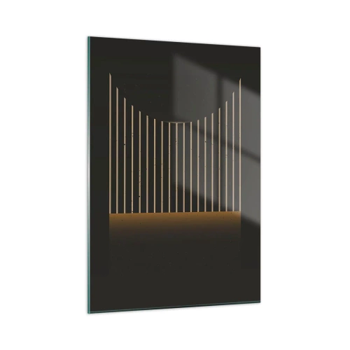 Obraz na szkle - Minimalistyczna kompozycja z liniami w ciemności - 50x70cm - Zbadać ciemność - Nowoczesna dekoracja ścienna do salonu, kuchni i sypialni ARTTOR