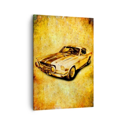 Obraz na płótnie - Klasyczny samochód sportowy w stylu vintage - 50x70cm - Szalone lata 70. - Nowoczesna dekoracja ścienna do salonu, kuchni i sypialni ARTTOR