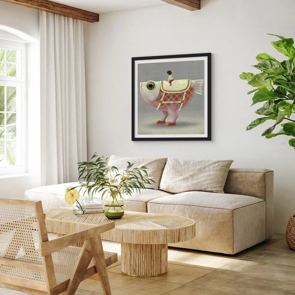 Plakat w czarnej ramie - Ryboński jeździec - 50x50 cm
