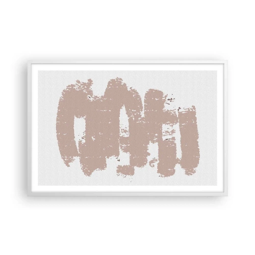 Plakat w białej ramie - Abstrakcja w łagodnym różu - 91x61 cm