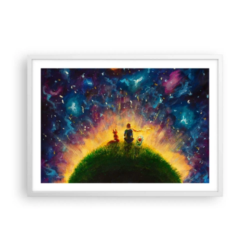 Plakat w białej ramie - Miłość i przyjaźń - cały świat - 70x50 cm