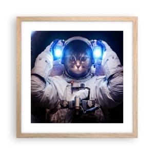 Plakat w ramie jasny dąb - Houston, macie problem - 40x40 cm