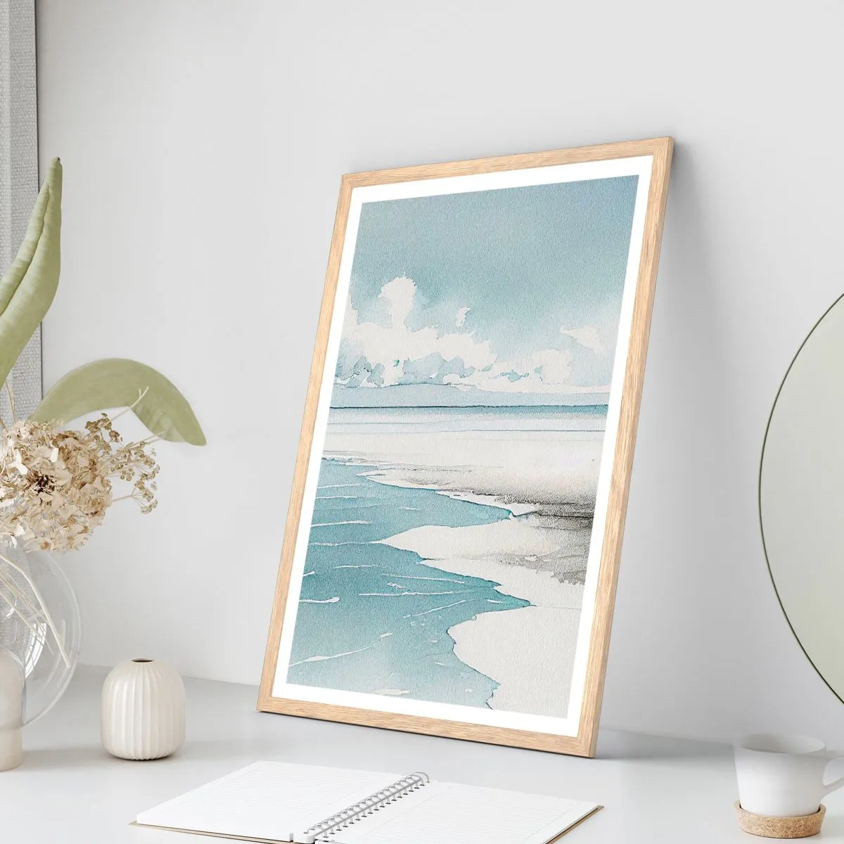 Plakat w ramie jasny dąb - Łagodny przypływ - 30x40 cm