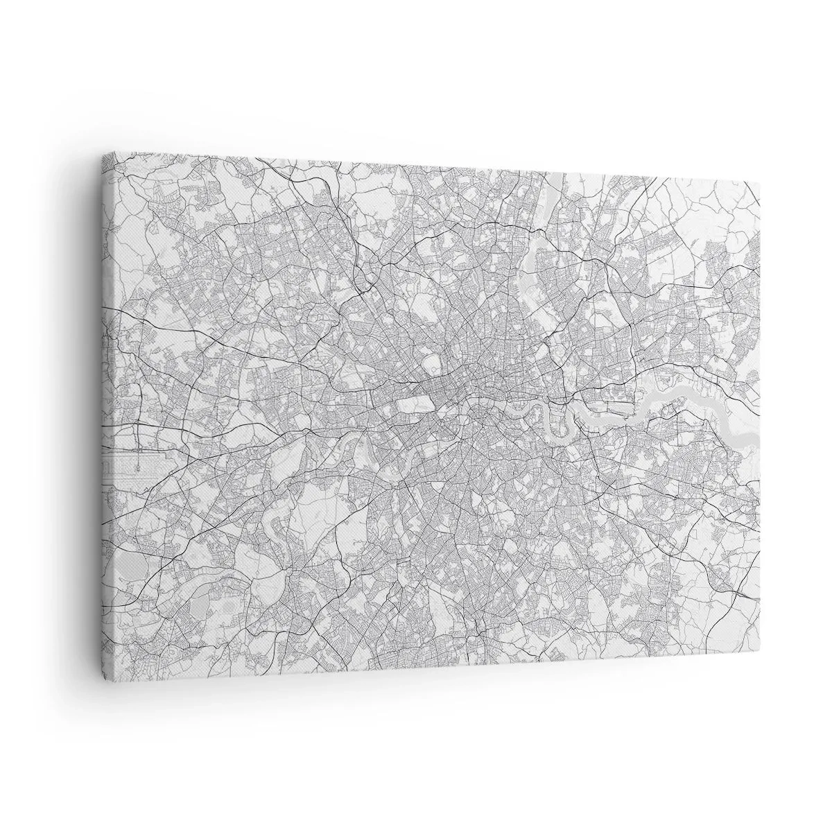 Obraz na płótnie - Minimalistyczna mapa miasta w odcieniach szarości - 70x50cm - Mapa londyńskiego labiryntu - Nowoczesna dekoracja ścienna do salonu i sypialni ARTTOR