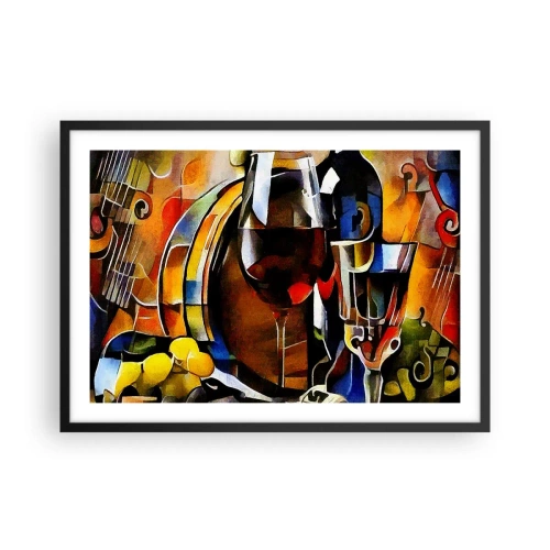 Plakat w czarnej ramie - Abstrakcyjna martwa natura z kieliszkami i instrumentami - 70x50cm - I świat nabiera barw - Nowoczesna dekoracja ścienna do salonu i sypialni ARTTOR