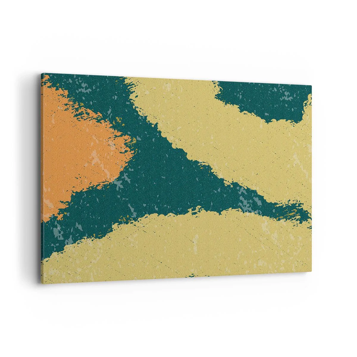 Obraz na płótnie - Abstrakcyjne plamy w kolorach ziemi i zieleni - 100x70cm - Abstrakcja – powolnym ruchem - Nowoczesna dekoracja ścienna do salonu, kuchni i sypialni ARTTOR