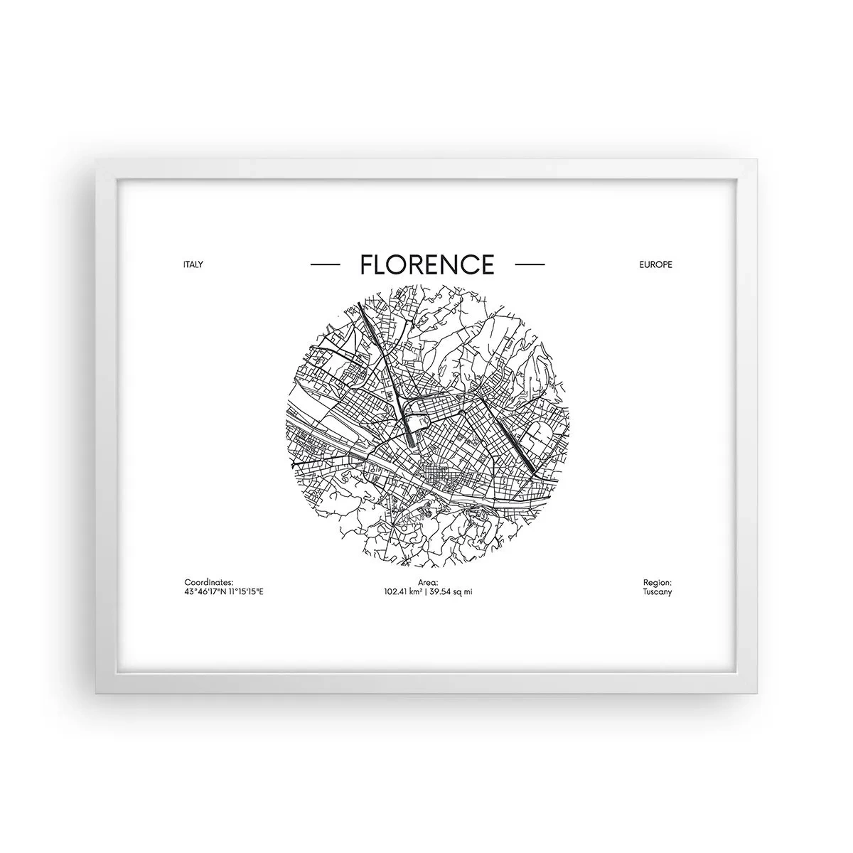 Plakat w białej ramie - Anatomia Florencji - 50x40 cm