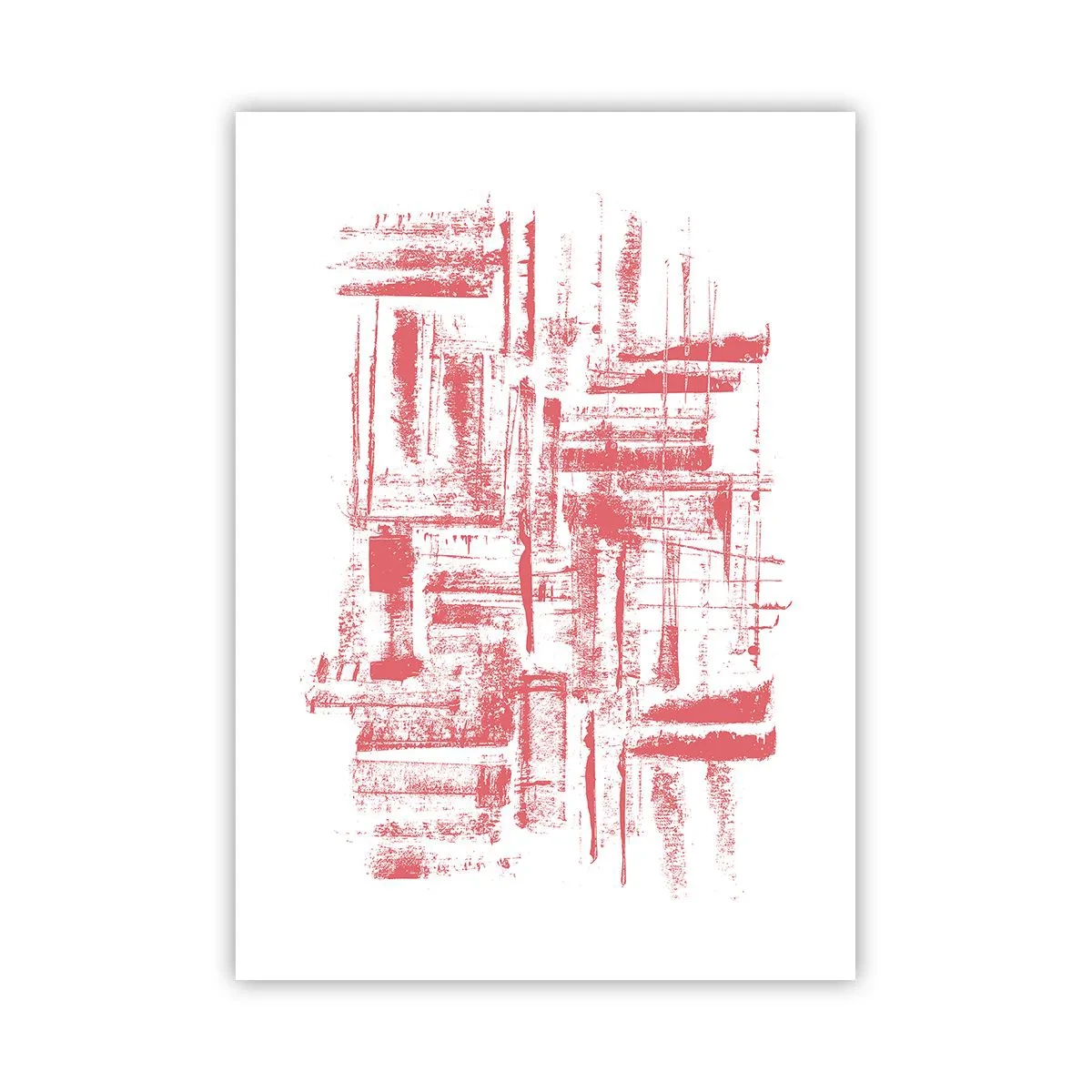Plakat - Czerwone geometryczne linie na białym tle - 50x70cm - Czerwone miasto - Nowoczesna dekoracja ścienna do salonu, kuchni i sypialni ARTTOR