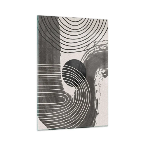 Obraz na szkle - Geometryczne linie i owale w monochromatycznych odcieniach - 80x120cm - Owal zwycięża - Nowoczesna dekoracja ścienna do salonu i sypialni ARTTOR