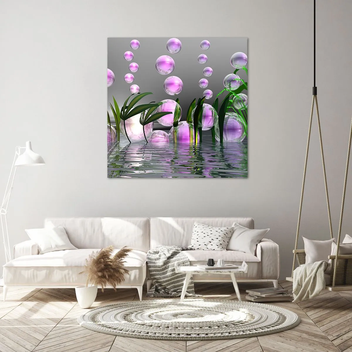 Obraz na płótnie - Refleksyjna kompozycja lekkości i życia - 60x60 cm