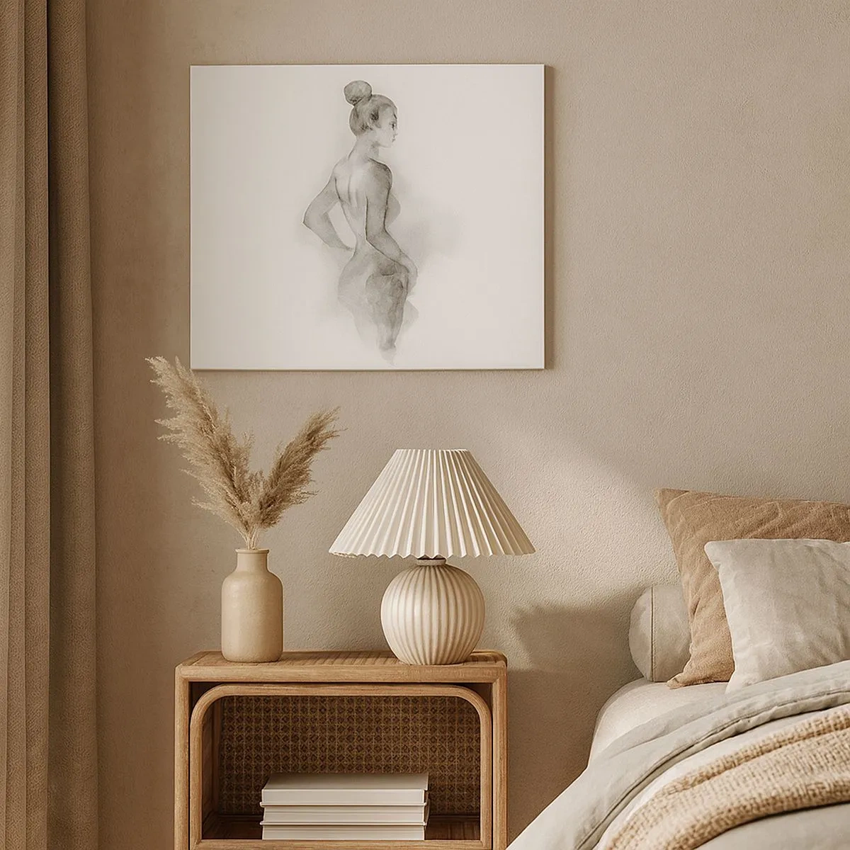 Obraz na płótnie - Akwarelowy szkic kobiecej sylwetki - 70x50cm - Piękna jak malowanie - Nowoczesna dekoracja ścienna do salonu i sypialni ARTTOR