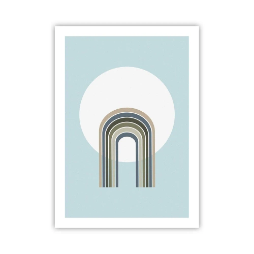 Plakat - Minimalistyczny łuk z pastelowymi odcieniami na tle okręgu - 50x70cm - Nieodparte przyciąganie - Nowoczesna dekoracja ścienna do salonu, kuchni i sypialni ARTTOR