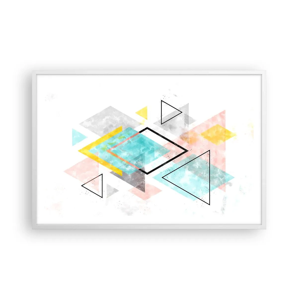 Plakat w białej ramie - Igraszka geometryczna - 91x61 cm