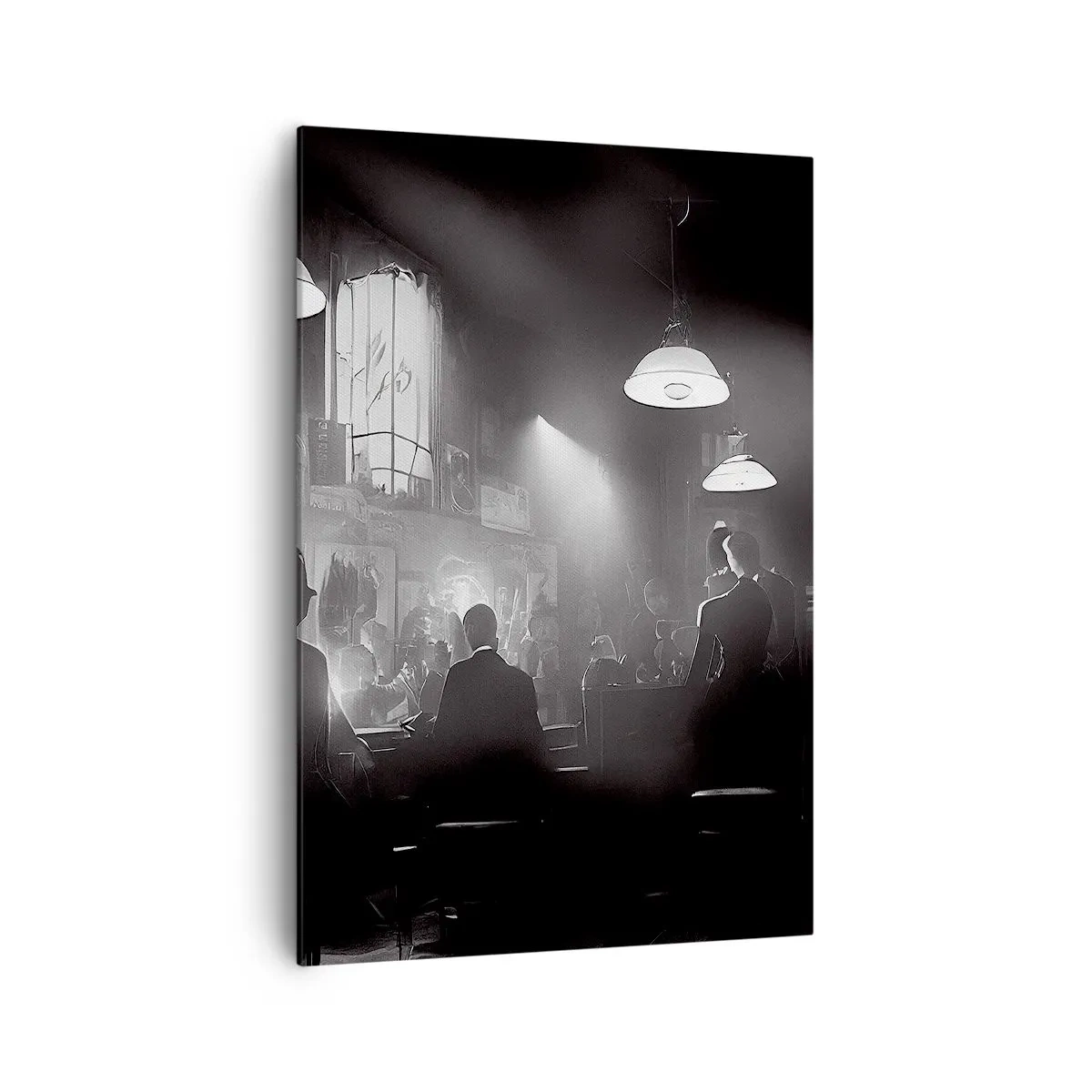 Obraz na płótnie - Czarno-biała scena jazzowego klubu nocnego - 70x100cm - W jazzowym klimacie - Nowoczesna dekoracja ścienna do salonu i sypialni ARTTOR