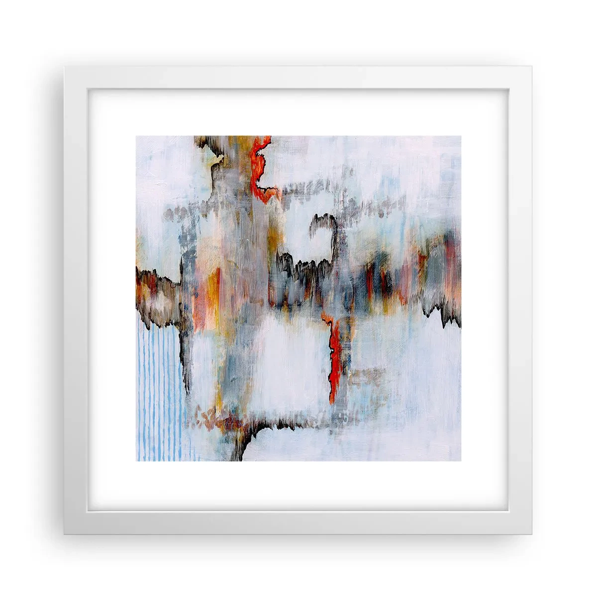 Plakat w białej ramie - Patykiem na wodzie - 30x30 cm